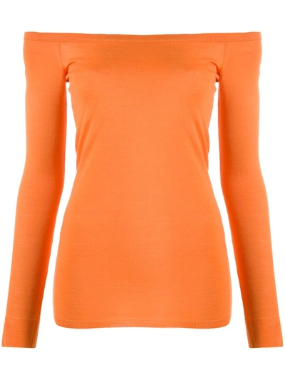 Shop Stella Mccartney Off-the-shoulder Jumper In Orange