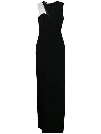 Shop Stella Mccartney Sheer Panel Fitted Gown In Black