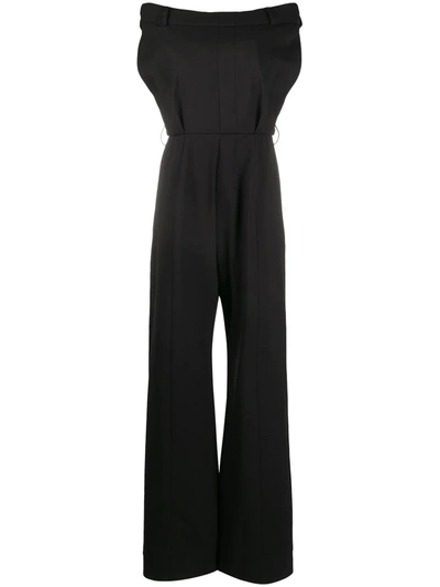 Shop Moschino Tailored Off-shoulder Jumpsuit In Black