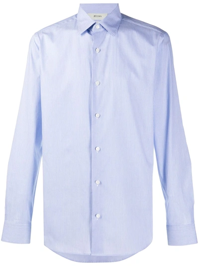 Shop Z Zegna Button-up Long-sleeved Shirt In Blue