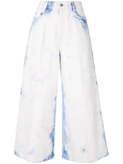 Shop Stella Mccartney Bleached Wide-leg Cropped Jeans In White