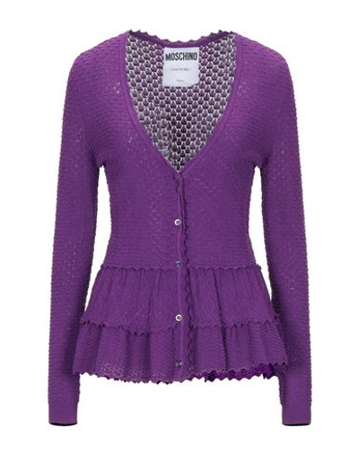 Shop Moschino Cardigans In Purple
