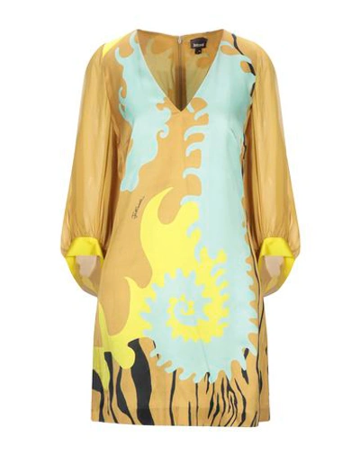 Shop Just Cavalli Woman Mini Dress Ocher Size 8 Viscose In Yellow