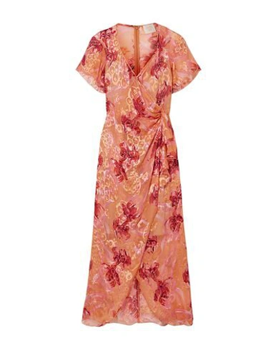 Shop Anna Sui Woman Midi Dress Apricot Size 4 Silk, Rayon In Orange