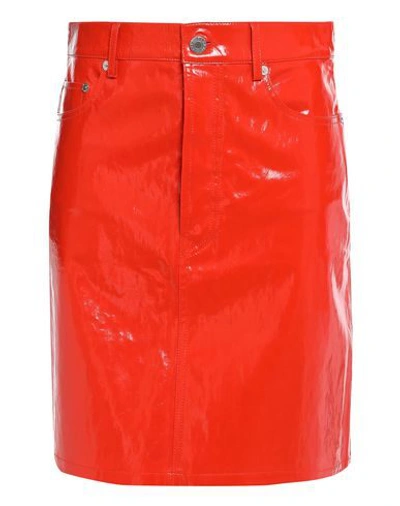 Shop Helmut Lang Woman Midi Skirt Red Size 6 Lambskin