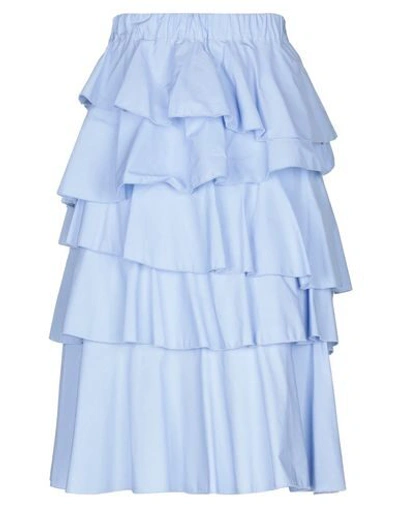 Shop Hache Woman Midi Skirt Sky Blue Size 12 Cotton