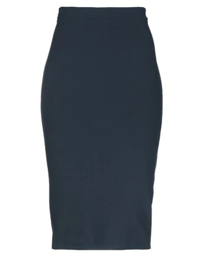 Shop Bruno Manetti Midi Skirts In Dark Blue