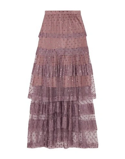 Shop Anna Mason Woman Long Skirt Purple Size 6 Viscose, Nylon, Pes - Polyethersulfone, Silk