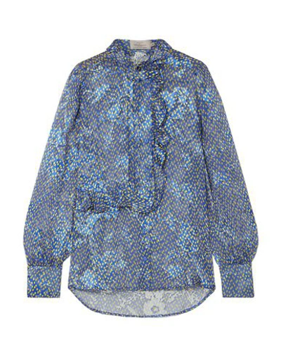 Shop Preen By Thornton Bregazzi Woman Shirt Blue Size L Viscose, Silk