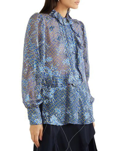 Shop Preen By Thornton Bregazzi Woman Shirt Blue Size L Viscose, Silk