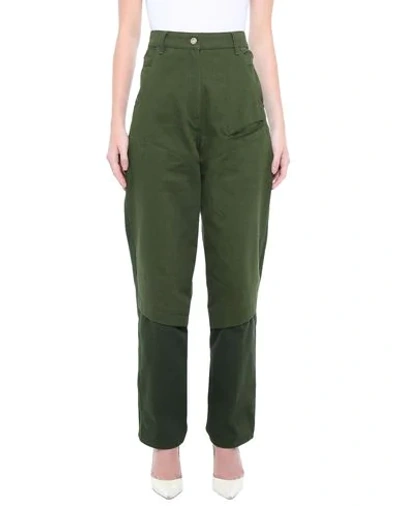 Shop Jacquemus Woman Denim Pants Military Green Size 28 Cotton