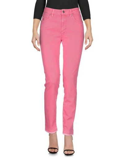 Shop European Culture Woman Jeans Fuchsia Size 31 Cotton, Polyester, Elastane In Pink
