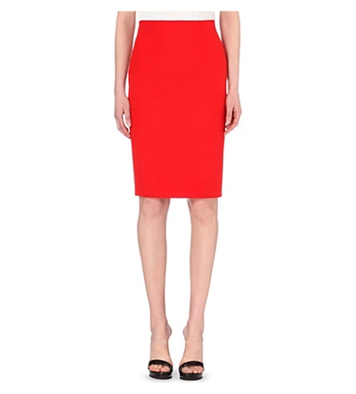 Shop Alexander Mcqueen Crepe Pencil Skirt In Red