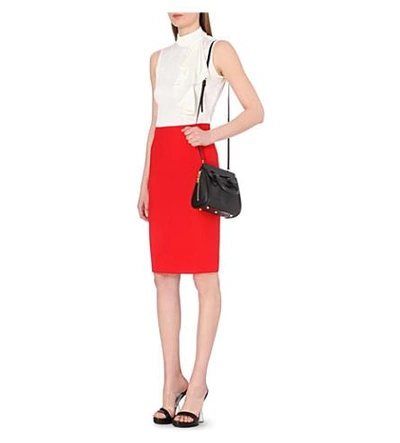 Shop Alexander Mcqueen Crepe Pencil Skirt In Red