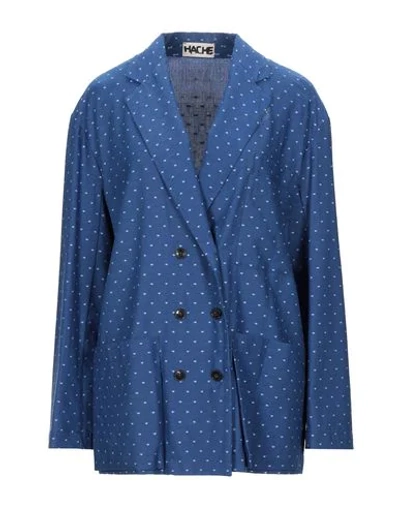 Shop Hache Woman Blazer Blue Size 6 Cotton