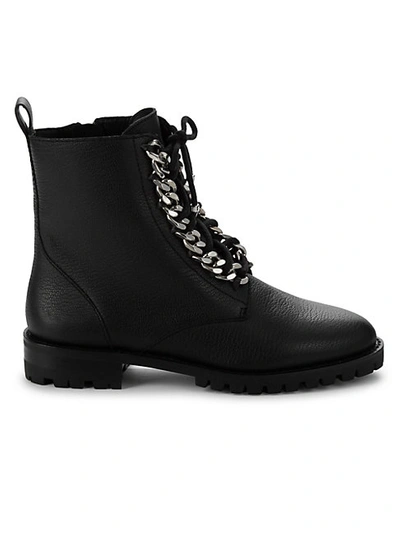 Shop Rebecca Minkoff Janyi Leather Chain Booties In Black
