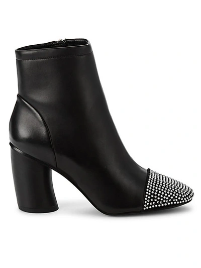 Shop Rebecca Minkoff Ilia Embellished-toe Leather Booties In Black