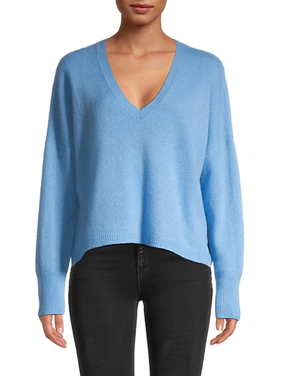 Shop 360cashmere V-neck Cashmere Sweater In Capri Blue