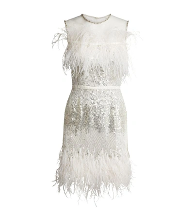 Shop Jenny Packham Hula Feather And Sequin Mini Dress