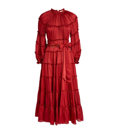 Shop Zimmermann Silk Tiered Midi Dress