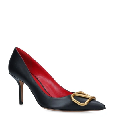 Shop Valentino Garavani Leather Vlogo Pumps 80