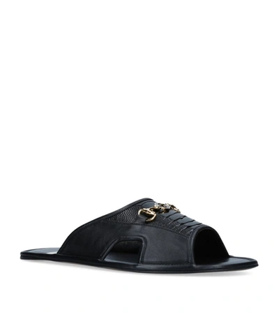 Shop Gucci Leather Guan Horsebit Slides