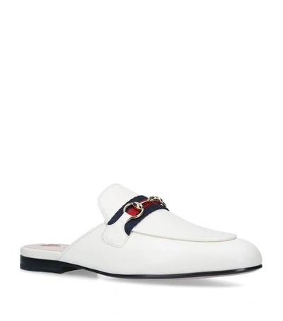 Shop Gucci Leather Princetown Web Mules