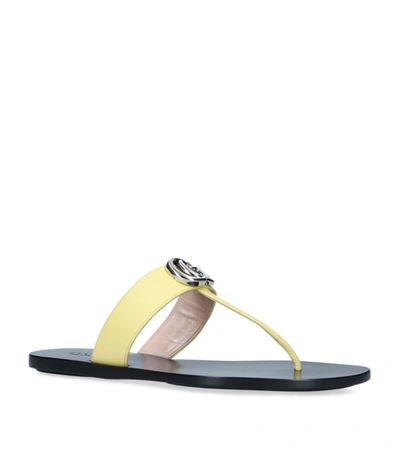 Shop Gucci Leather Marmont Thong Sandals