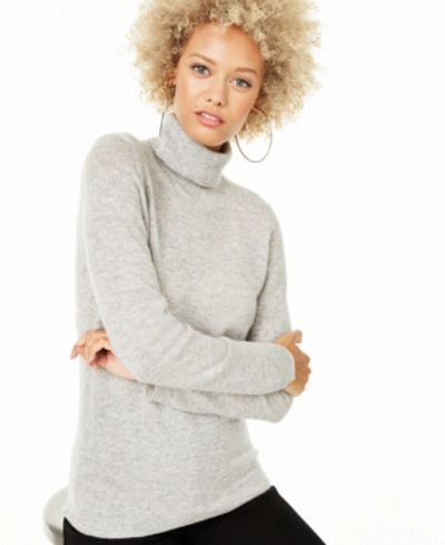 Shop Charter Club Women's 100% Cashmere Turtleneck Sweater, Created For Macys In Ice Grey Heather