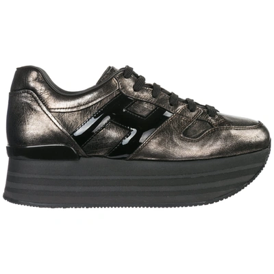 Shop Hogan Maxi H222 Wedge Sneakers In Argento