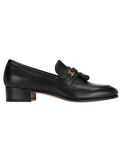 Shop Gucci Loafer With Web And Interlocking G In Black