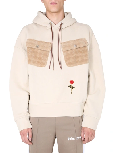 Shop Palm Angels Hoodie In Beige