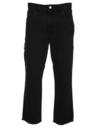 Shop Raf Simons Cropped Denim Pants In Black