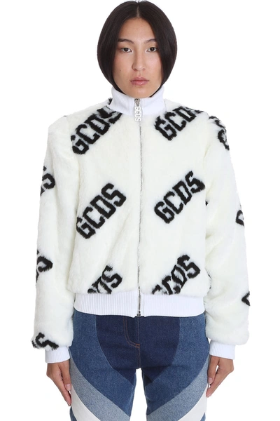 Shop Gcds Bomber In White Polyester