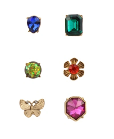 Shop Betsey Johnson Butterfly Single Stud Earrings Set In Multi