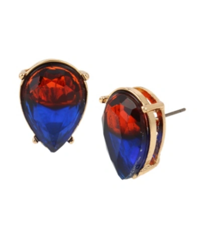 Shop Betsey Johnson Stone Teardrop Stud Earrings In Blue