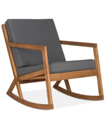 Shop Safavieh Nicksen Outdoor Rocking Chair In Teak Brown/grey