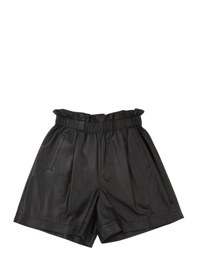 Shop Brunello Cucinelli Soft Nappa Leather Shorts In Black