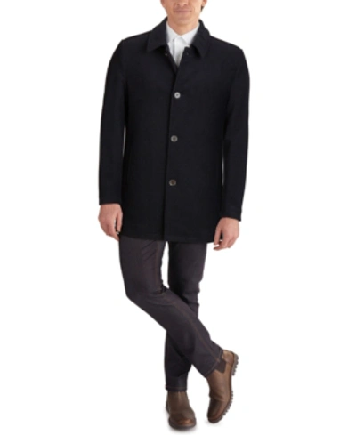 Shop Cole Haan Men's Classic-fit Car Coat With Faux-leather Trim In Navy