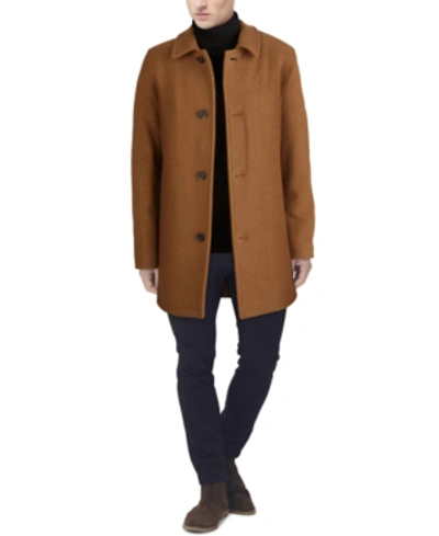 Shop Cole Haan Men's Classic-fit Car Coat With Faux-leather Trim In Camel