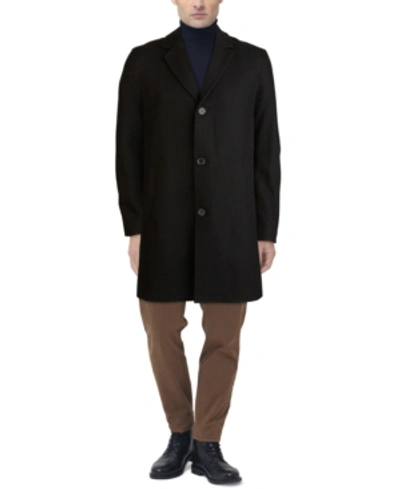 Shop Cole Haan Men's Melton Classic-fit Topcoat In Black