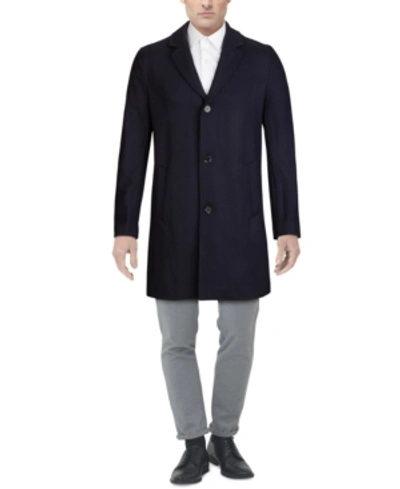 Shop Cole Haan Men's Melton Classic-fit Topcoat In Navy
