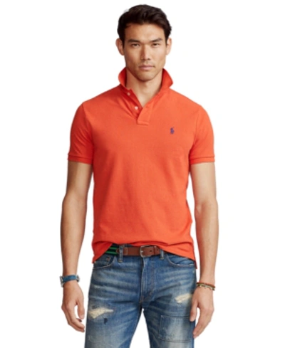 Shop Polo Ralph Lauren Men's Classic-fit Mesh Polo Shirt In Orangey Red/c4983
