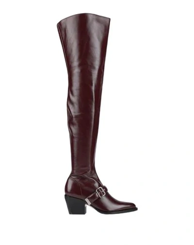 Shop Chloé Woman Boot Burgundy Size 7 Soft Leather In Red