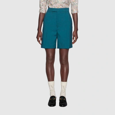 Shop Gucci Mohair Wool Shorts In Blue