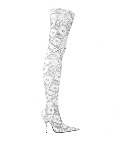 Shop Balenciaga Knee Boots In Ivory