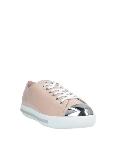 Shop Miu Miu Woman Sneakers Blush Size 11 Calfskin In Pink