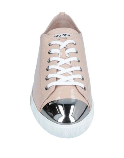 Shop Miu Miu Woman Sneakers Blush Size 11 Calfskin In Pink