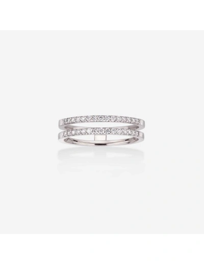 Shop Gold & Roses Double Half Band L Ring In Silver