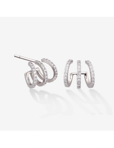Shop Gold & Roses Shewel Triple M Hoops In Silver